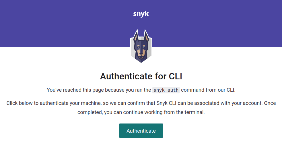 Snyk login through CLI