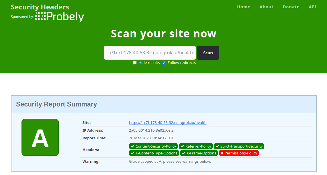 headers security check succeeded