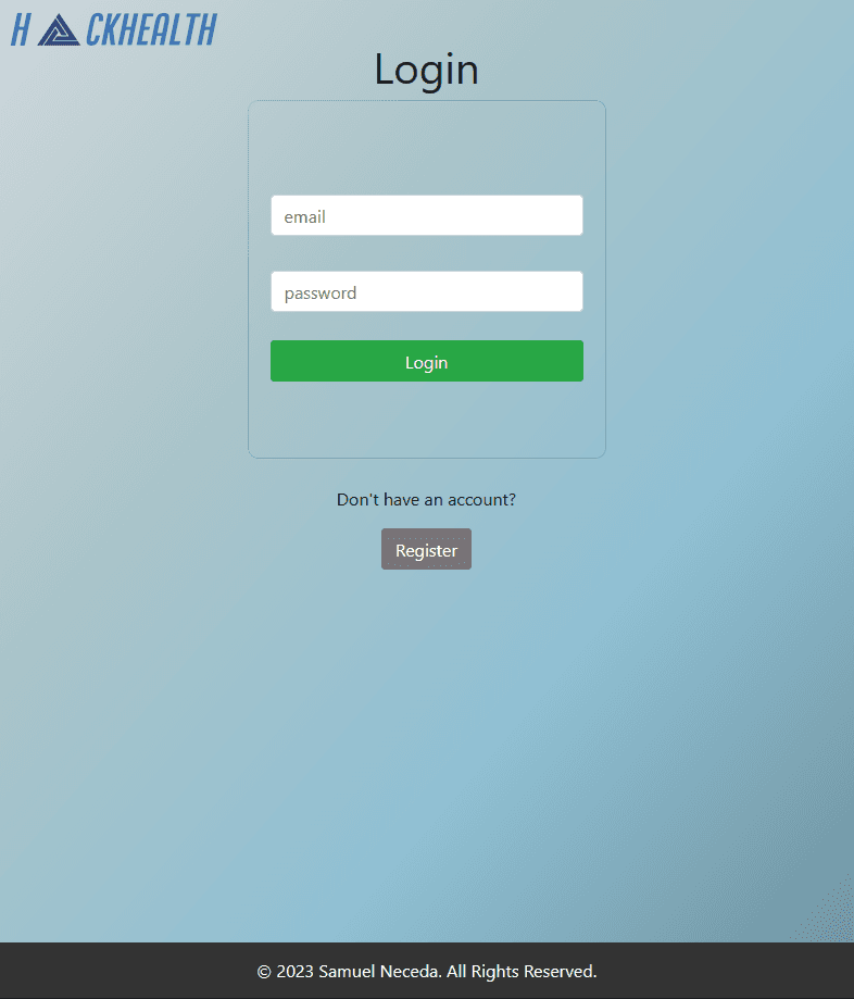 Login page